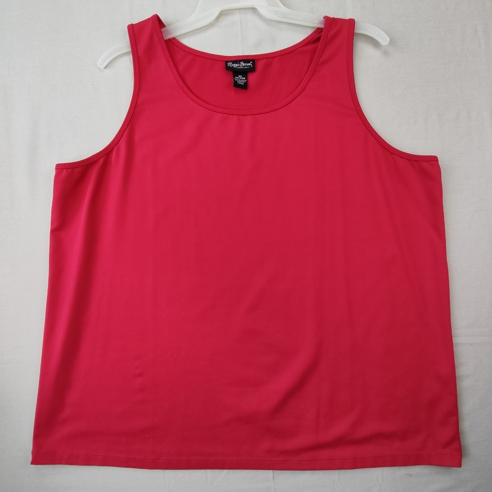 Maggie Barnes Tank Top Womens 2X Red Essentials Scoop Neck Stretch Sleeveless